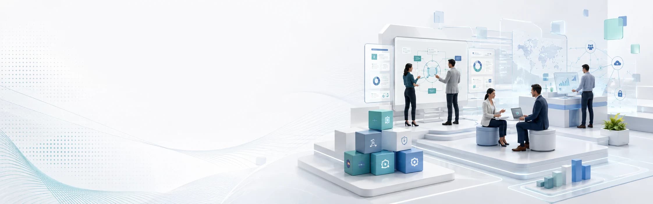 Wide Aveniq about banner showing practical technology shaped around business operations